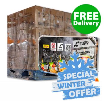 Pallet of instant barbecues, special winter offer with free delivery.